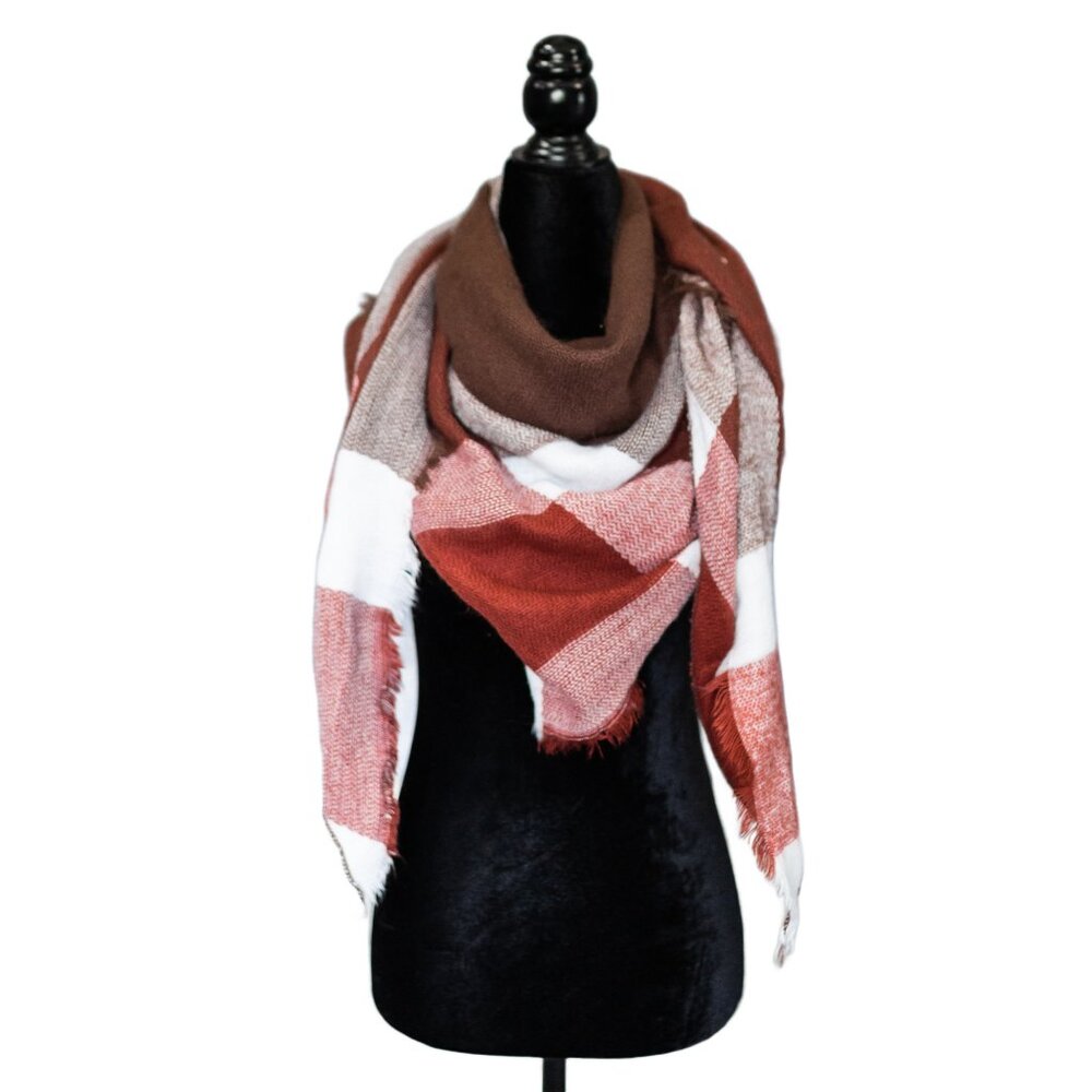 Pearls and Rocks Plaid Triangle Scarf